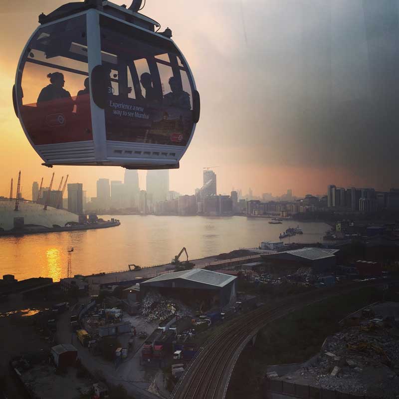 London cable car from north Greenwich